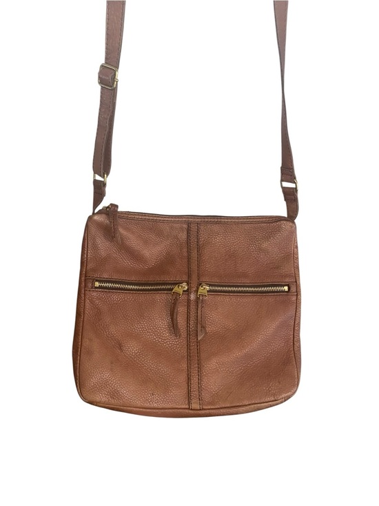 Fossil Handbags - Fossil Erin Crossbody classic pebbled Brown leather Crossbody bag boho western